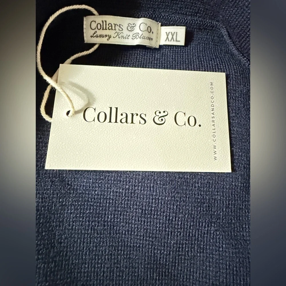 Collars&Co NWT Milano Deconstructed Knit Swazer Merino Blend Sweater Blazer Navy